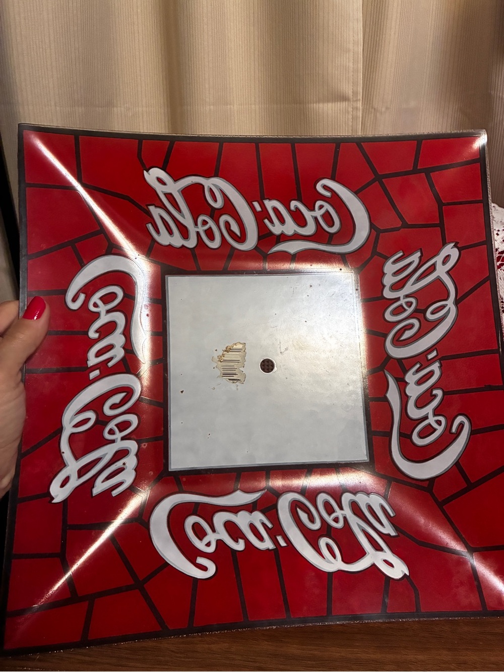 Vintage Tiffany Style Coca Cola Red and White ceiling Light Fixture 14” - Picture 2 of 6